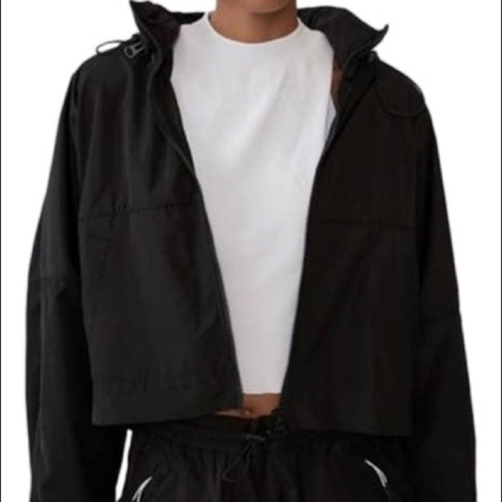 Zara Black Cropped Rain Jacket/Windbreaker